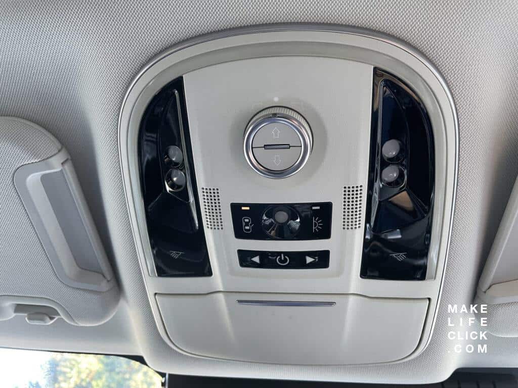 Roof console with sunroof controls, ambient lights, sunglasses holder and more